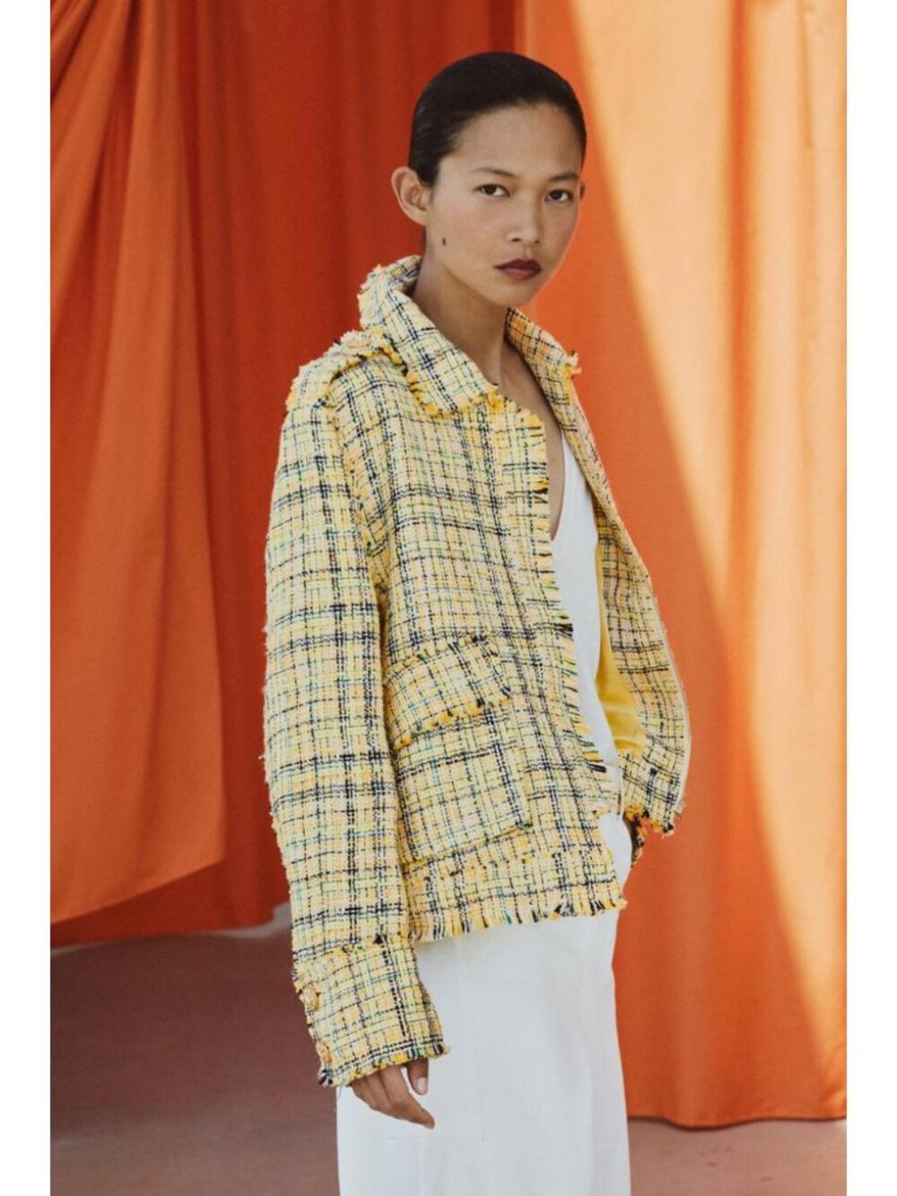 ZARA ZW COLLECTION TEXTURED PLAID JACKET